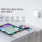 Logosuz 35w çift usb-c girişli ios android uyumlu hızlı şarj adaptör başlık - S1İ - KolayMagza