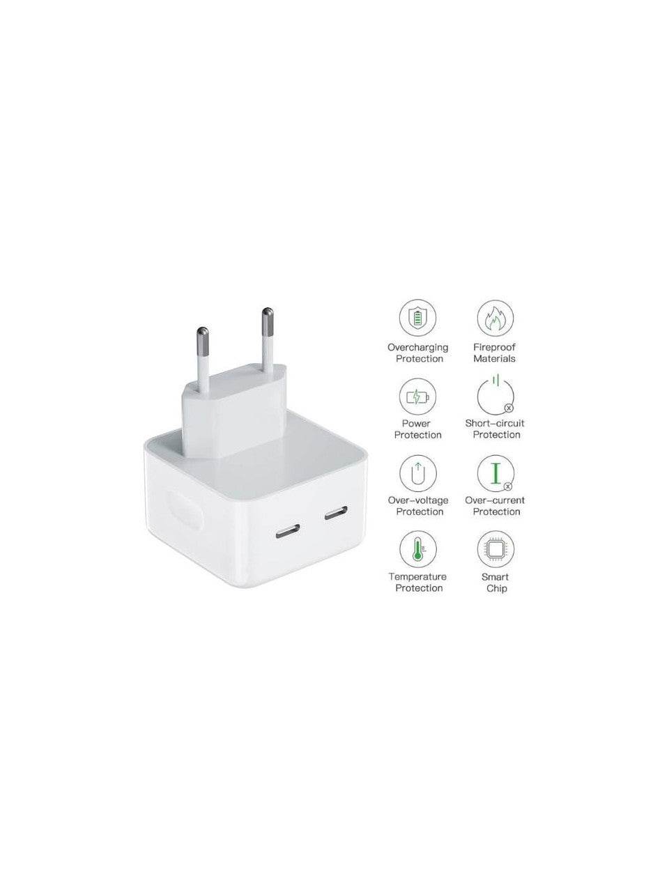 Aple 35w çift typec çıkışlı ve typec to lightning pd kablo şarj seti - S2L - KolayMagza