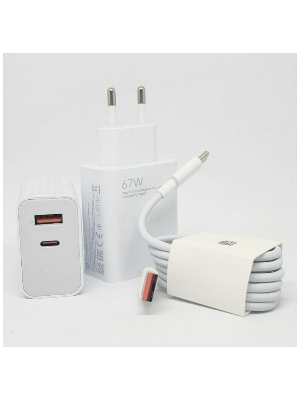 Xaomi 67w çift çıkışlı (usb+typec) başlık ve 1m usb typec kablo şarj seti