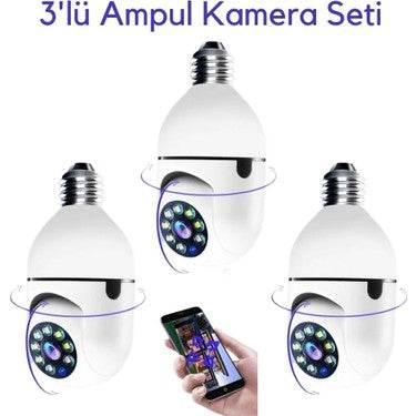 Wifi panorama camera mikrofonlu 360 derece döner led ışıklı gece görüşlü full hd ampul kamera