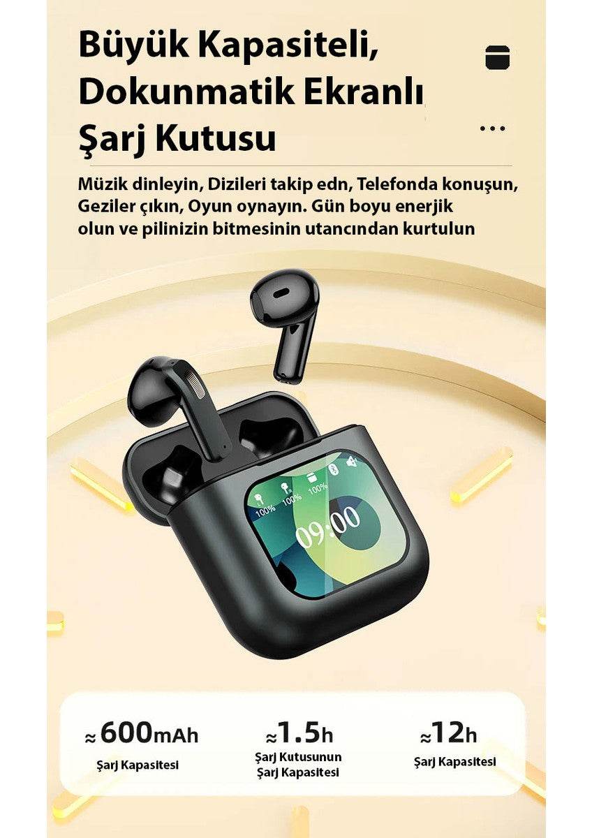 K1 dokunmatik ekranlı ANC ENC kulak içi mikrofonlu 5,3v bluetooth kulaklık - B3K - KolayMagza