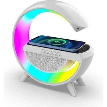 G şekli akıllı rgb lamba ve wirless şarj yeri gece lambası bluetooth hoparlör - H1C - KolayMagza KM Technology