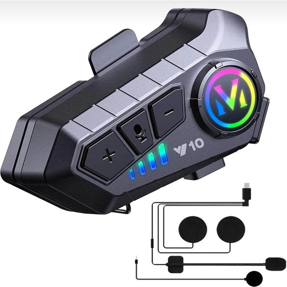 Y10 su geçirmez kask intercom bluetoothlu stereo rgb ışıklı universal - G2P - KolayMagza