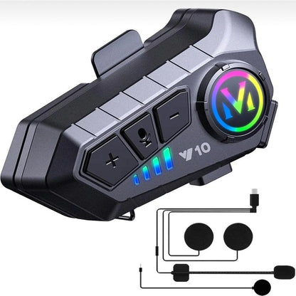Y10 waterproof helmet intercom bluetooth stereo rgb light universal - G2P