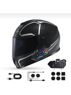 Y10 su geçirmez kask intercom bluetoothlu stereo rgb ışıklı universal - G2P - KolayMagza