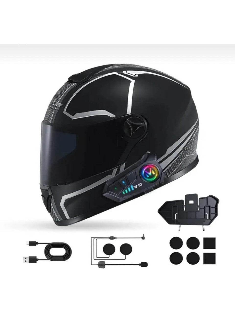 Y10 su geçirmez kask intercom bluetoothlu stereo rgb ışıklı universal - G2P - KolayMagza