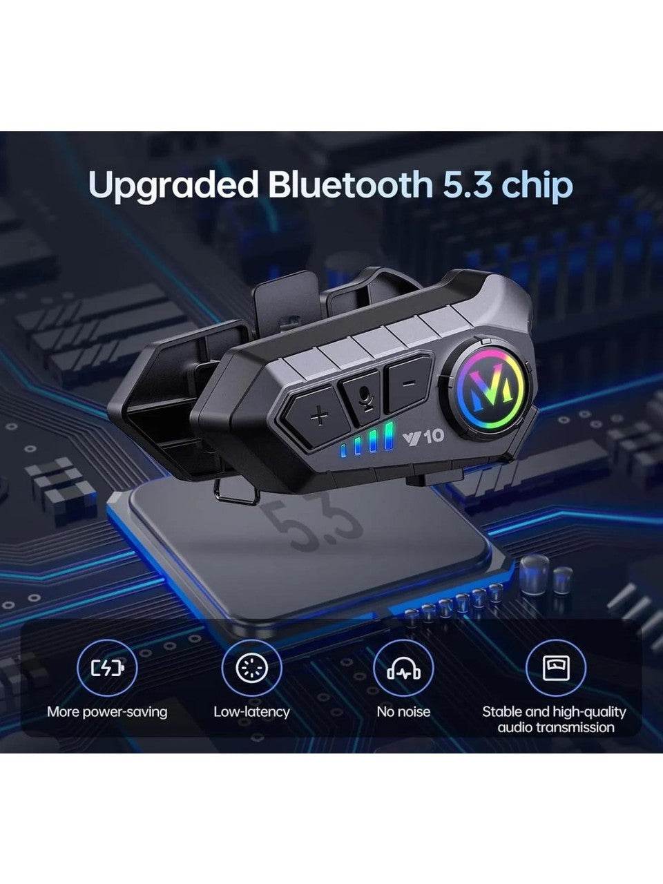 Y10 su geçirmez kask intercom bluetoothlu stereo rgb ışıklı universal - G2P - KolayMagza