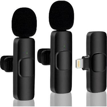 K9 kablosuz lightning girişli çift canlı yaka mikrofon - G3B - KolayMagza