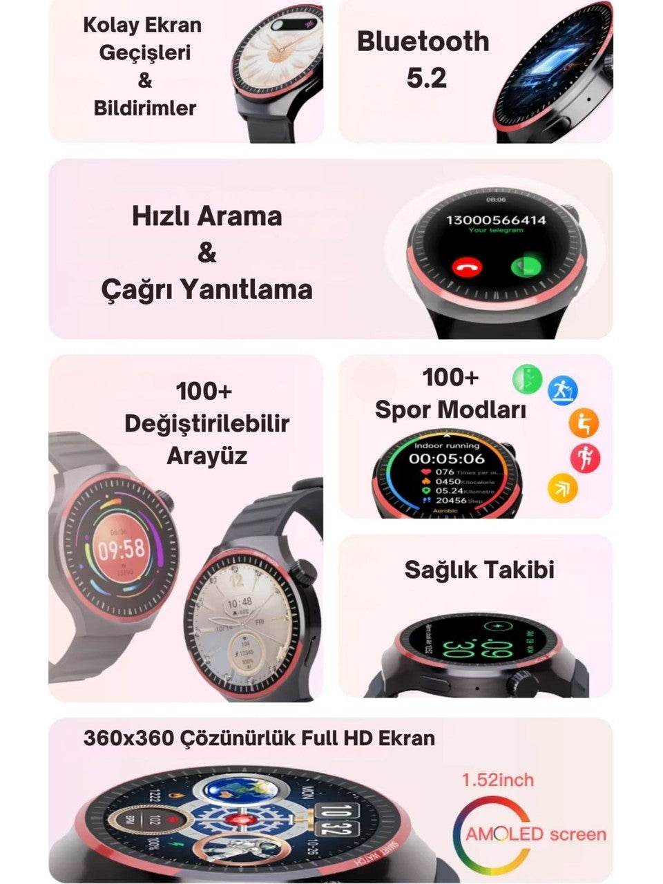 Venandin hw10 pro 1.50 inç amoled ekranlı akıllı saat – çift kordonlu, ios & android uyumlu - A2G - KolayMagza