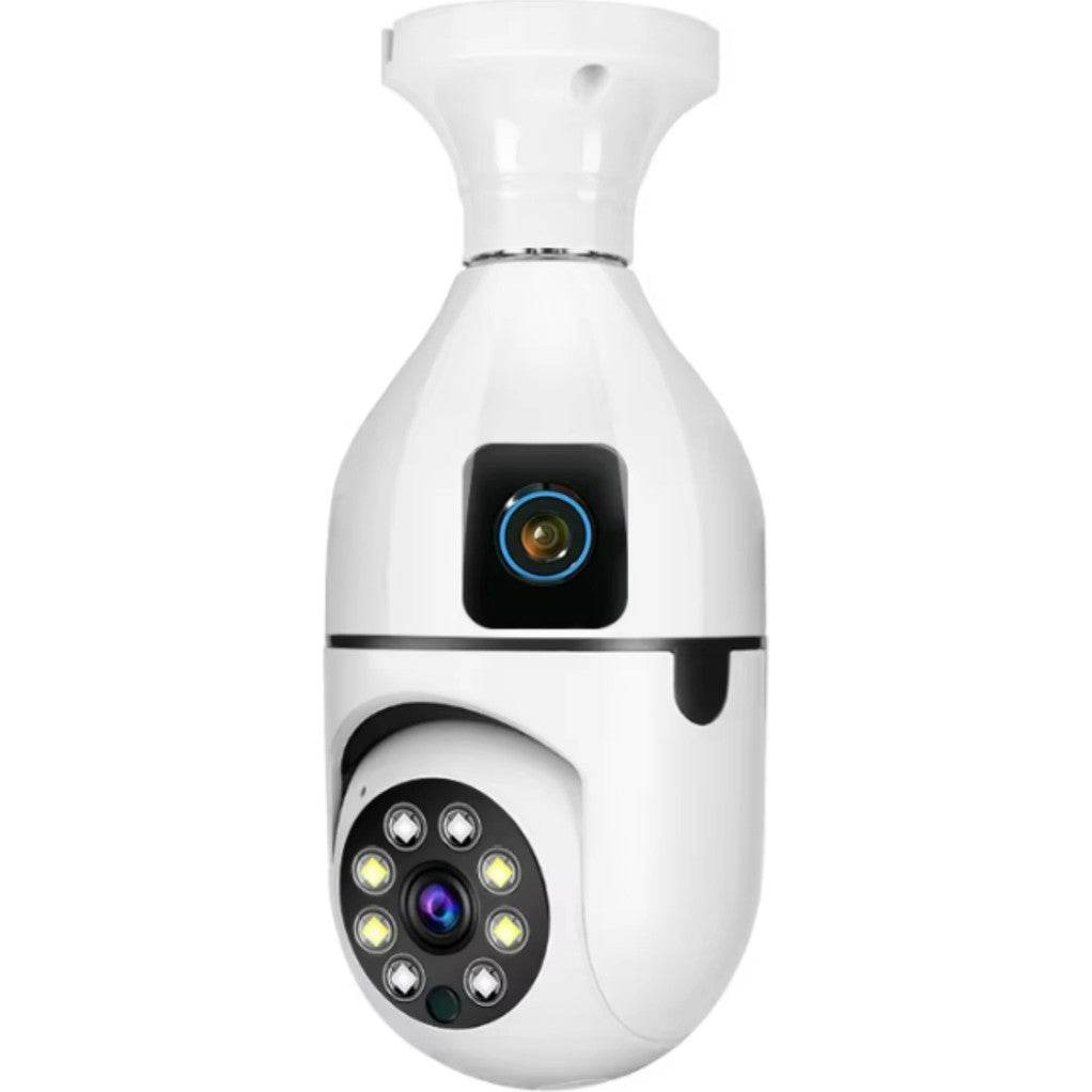 Wifi panorama Çift camera mikrofonlu 360 derece döner led ışıklı gece görüşlü full hd ampul kamera - G5J - KolayMagza