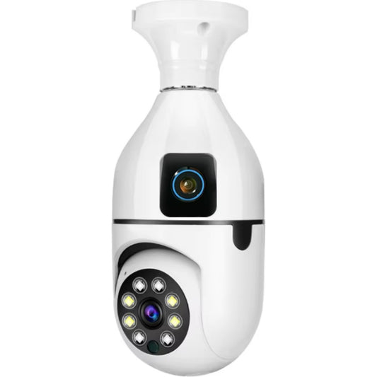 Wifi panorama dual camera with microphone 360 ​​degree rotating LED light night vision full hd bulb camera - G5J