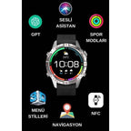 ساعة ذكية HK29 Hero Amoled Screen Round مزودة بملاحة وبلوتوث ومكالمات وأندرويد وiOS - A3C