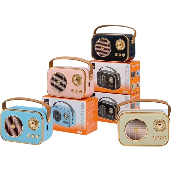 M4 Retro Nostaljik Tasarım Bluetooth Hoparlör - Taşınabilir Kablosuz Speaker KolayMagza KM Technology - Toptan Telefon Aksesuarları