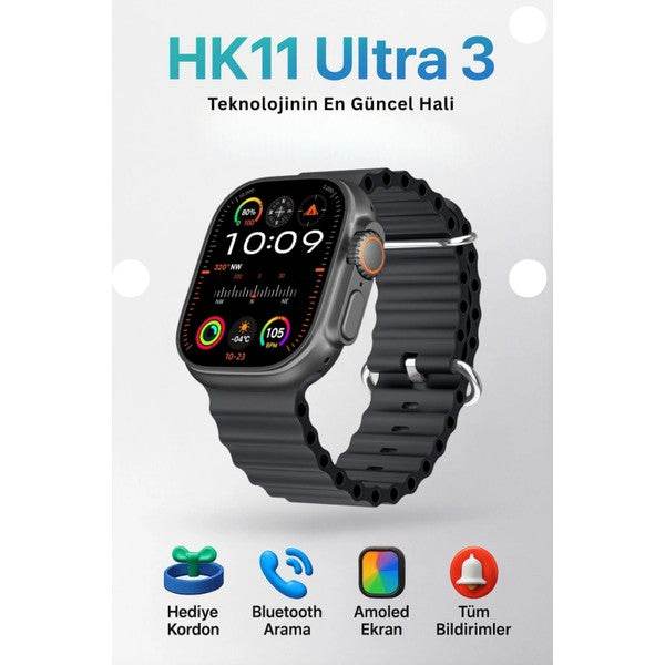 Hk 11 ultra3 amoled 49mm 2,02inç ios android uyumlu akıllı saat - A2U - KolayMagza