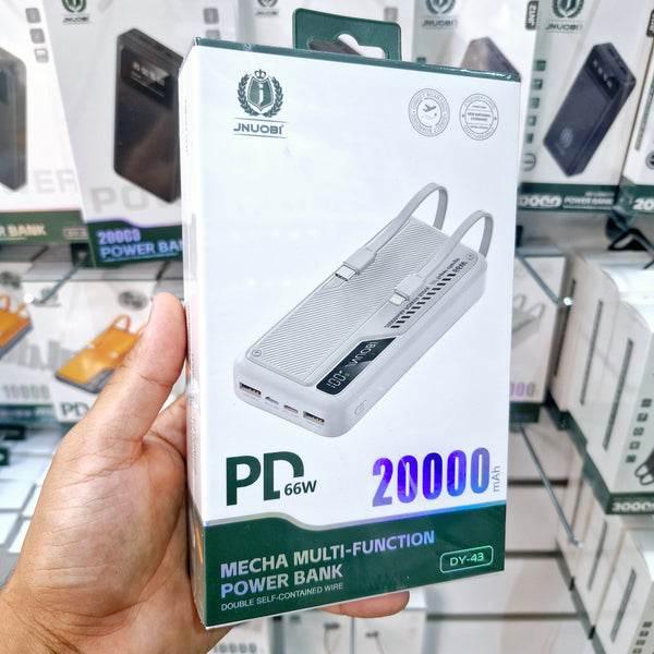 20,000 mAh with Lightning Type C cable, PD fast 66W supported LED indicator power bank DY-43