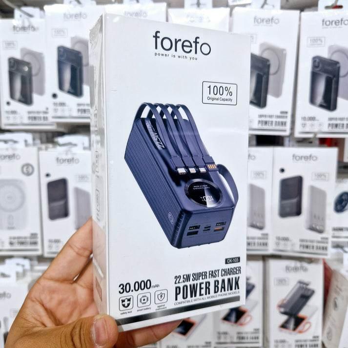 30,000 mah kendisinden 4 kablolu 4 çıkışlı 22,50w hızlı şarj destekli led göstergeli powerbank ck-103