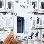Forefo 20.000 mah powerbank | dahili type-c & lightning kablo | 22.5w hızlı şarj | led göstergeli | çift usb + type-c girişli taşınabilir şarj cihazı - P1H - KolayMagza