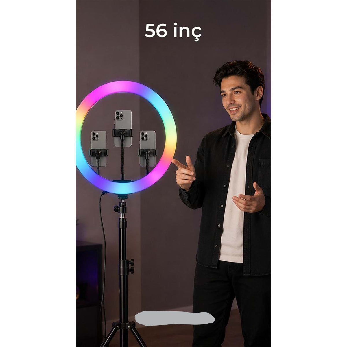 Selfie Rgb ledli tiktok ışığı tripodlu (ayak dahil) TEKNOİST