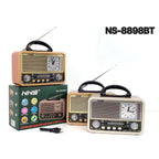 Nns ns-8898bt masa üstü saatlı nostaljik usb/tf/am/fm/radyo destekli bluetooth hoparlör - H3O - KolayMagza