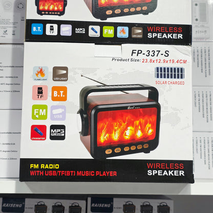 Alev efektli güneş enerjili, ışıklı, Usb Tf Sd destekli, nostaljik Bluetooth radio ve hoparlör