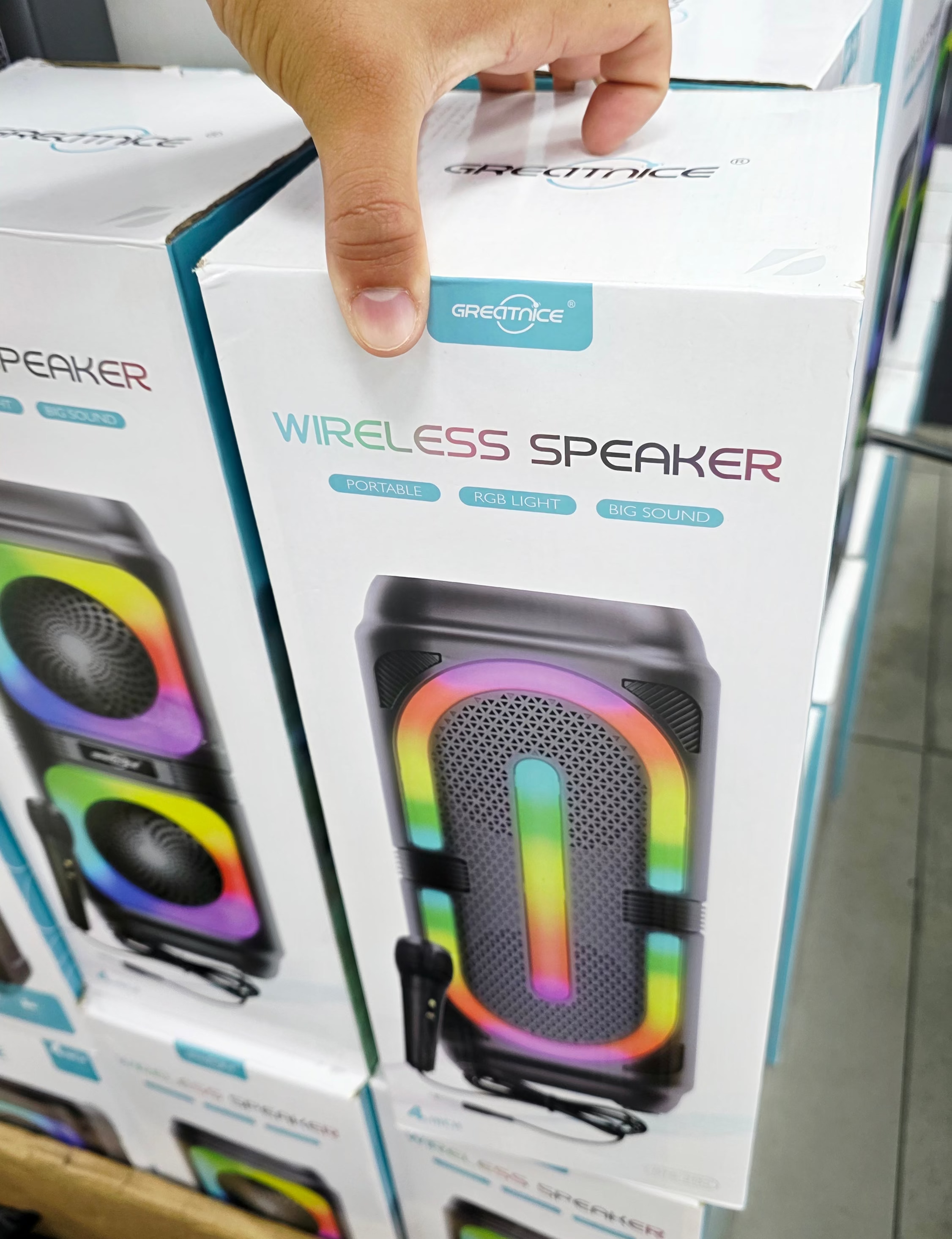 Greatnice GTS-2132 Siyah Mikrofonlu RGB LED Işıklı Taşınabilir Bluetooth Hoparlör Parti Speaker SANTRAL HAN