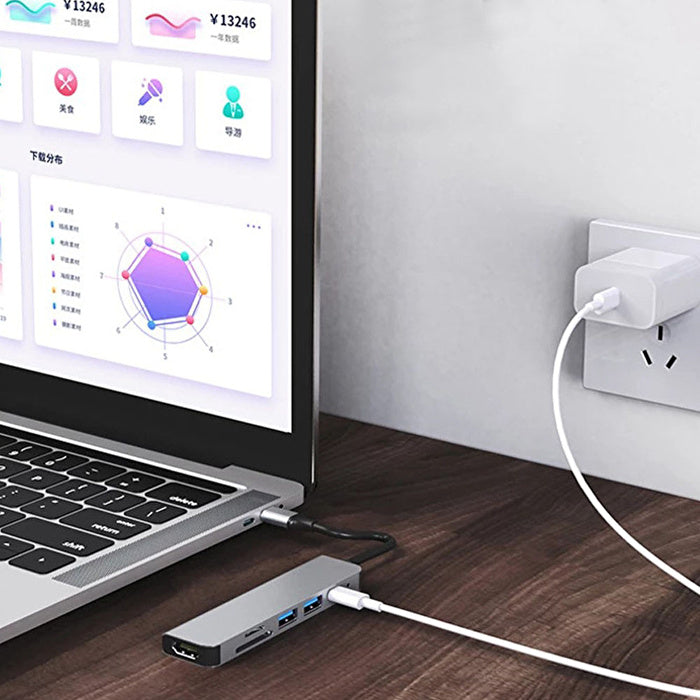 ( 3 adet ) 8 in 1 Type-C Multi-Functional Hub Adaptör (RJ45 + 4K HDMI + SD/TF + USB 3.0 + Type-C PD) KolayMagza KM Technology - Toptan Telefon Aksesuarları