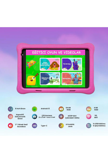 CCIT 7" Kids Tablet &amp; Headset - 4GB RAM, 128GB Memory, Android 10, Zoom Supported, Special Educational Tablet for Children - G3Y