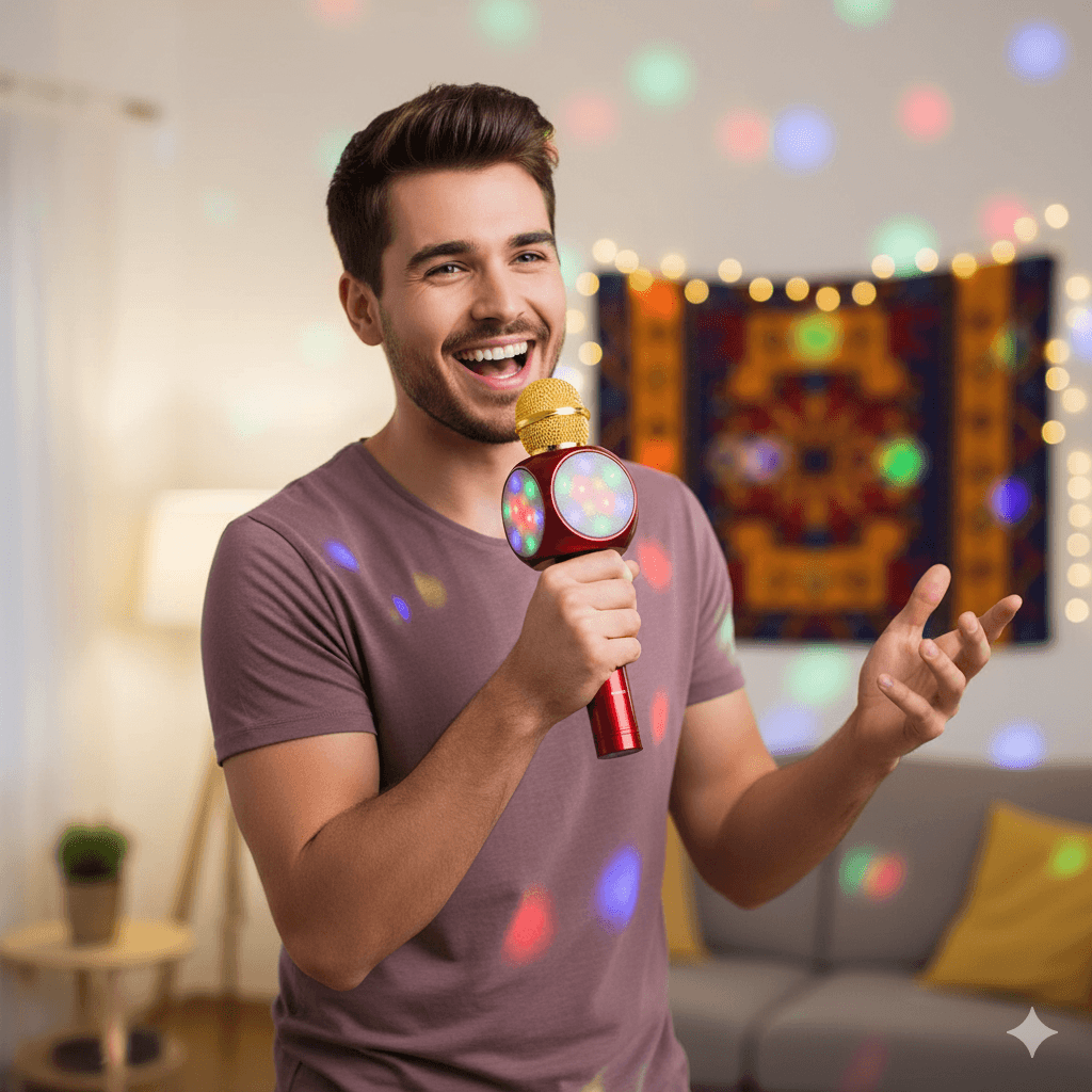 Ws-1816 ışıklı karaoke mikrofon bluetooth aux usb hafıza destekli - H1Y - KolayMagza