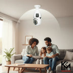 Wifi panorama Çift camera mikrofonlu 360 derece döner led ışıklı gece görüşlü full hd ampul kamera - G5J - KolayMagza KM Technology