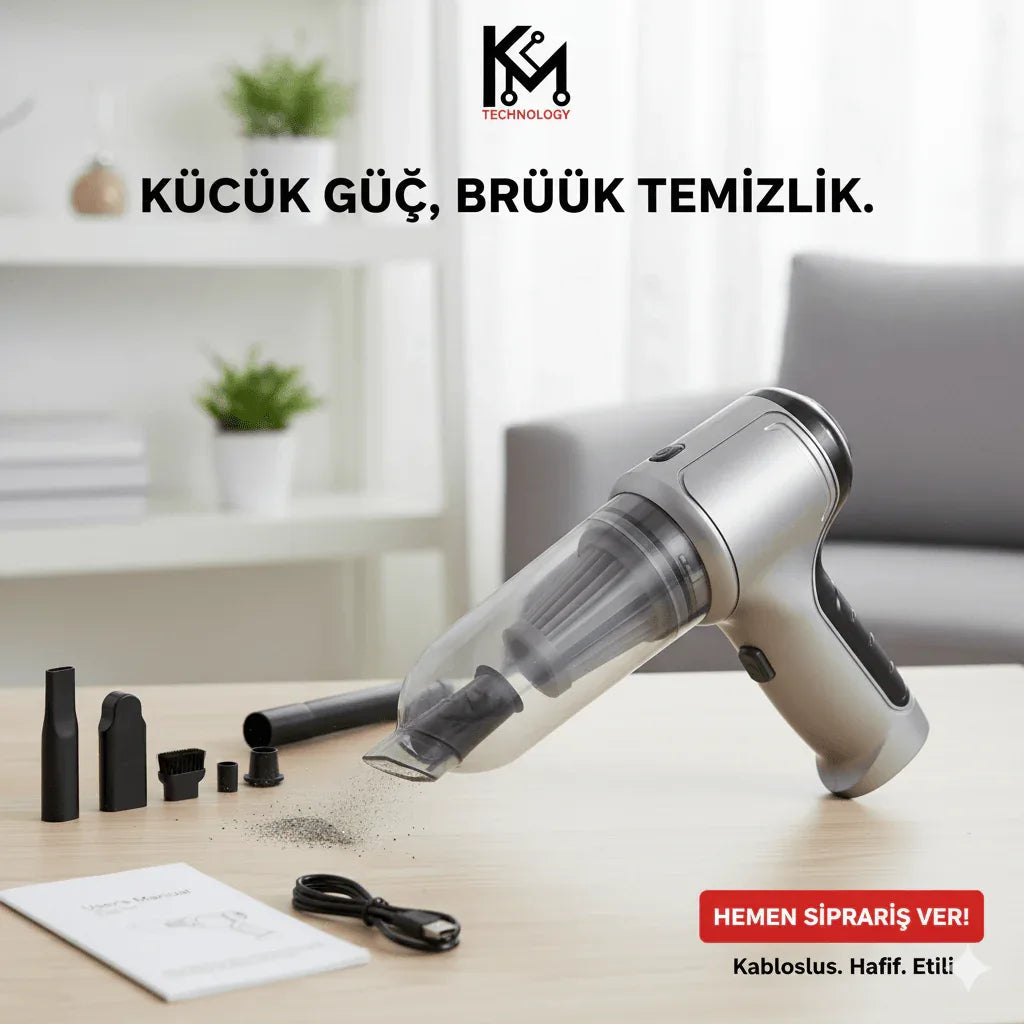 Araba için Mini Elektrikli Süpürge 19000Pa Güçlü 3 kademeli Motor Kablosuz El Vakumu Yüksek Güç ve Tip-C ile Taşınabilir Araba Süpürgesi Basınçlı Hava Silgi Klavye Temizleyici - G6Q - KolayMagza KM Technology