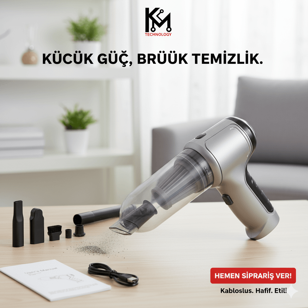 Araba için Mini Elektrikli Süpürge 19000Pa Güçlü 3 kademeli Motor Kablosuz El Vakumu Yüksek Güç ve Tip-C ile Taşınabilir Araba Süpürgesi Basınçlı Hava Silgi Klavye Temizleyici - G6Q - KolayMagza