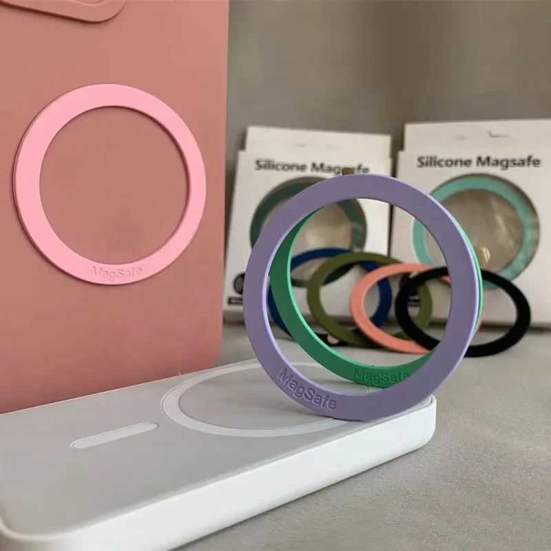 ( 5 adet ) Magsafe Özellikli Yapışkanlı Silikon Halka Magnet - Kablosuz Şarj Uyumlu Mıknatıslı Ring