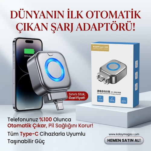 Type-C Akıllı Şarj Kesici ve Ayırıcı Adaptör - 140W Hızlı Şarj Destekli Batarya Koruyucu Mini Aparat