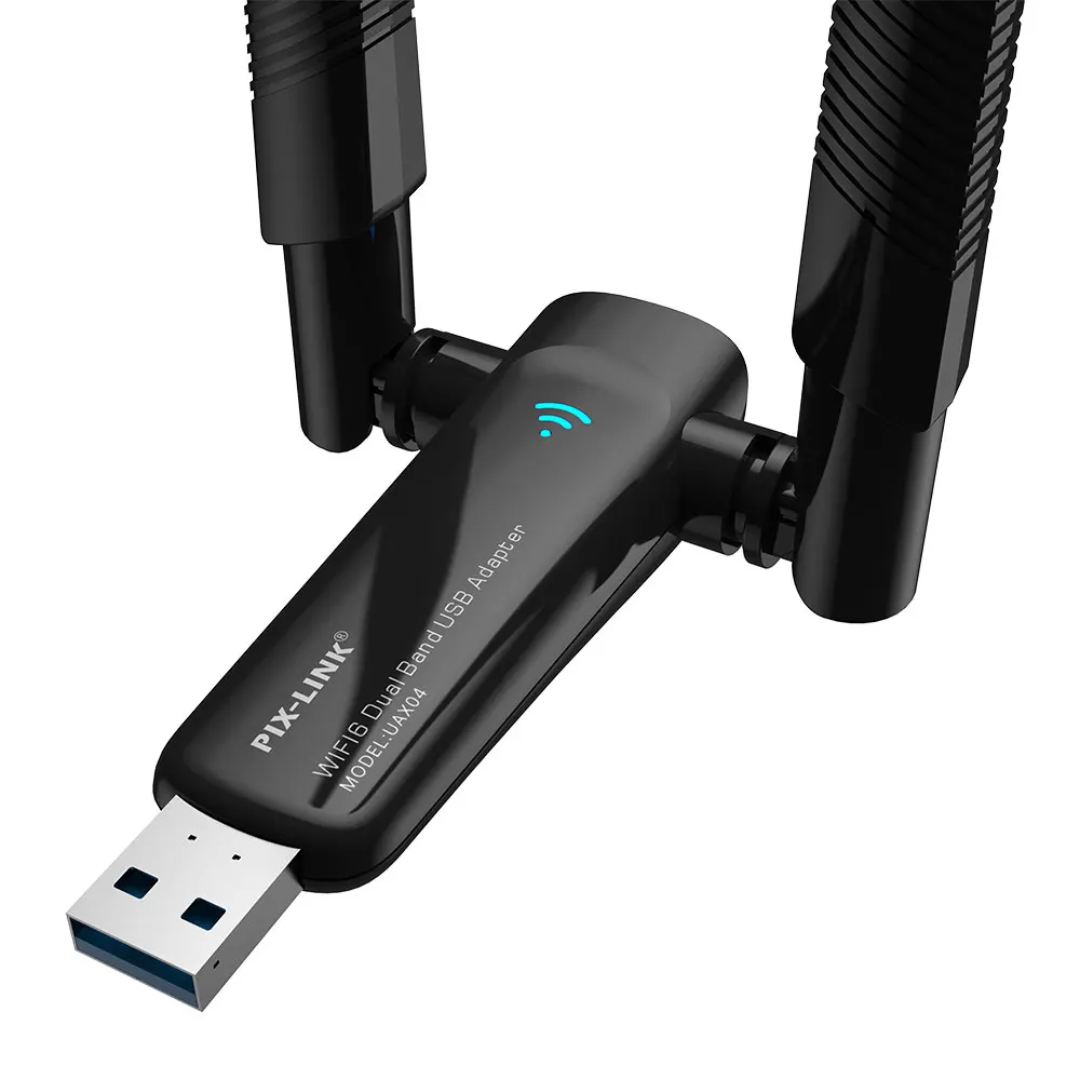 ( 3 adet ) Pix-Link AX1800 WiFi 6 Dual Antenna Yüksek Kazançlı Kablosuz USB Adaptör (Model: UAX04) Platoon