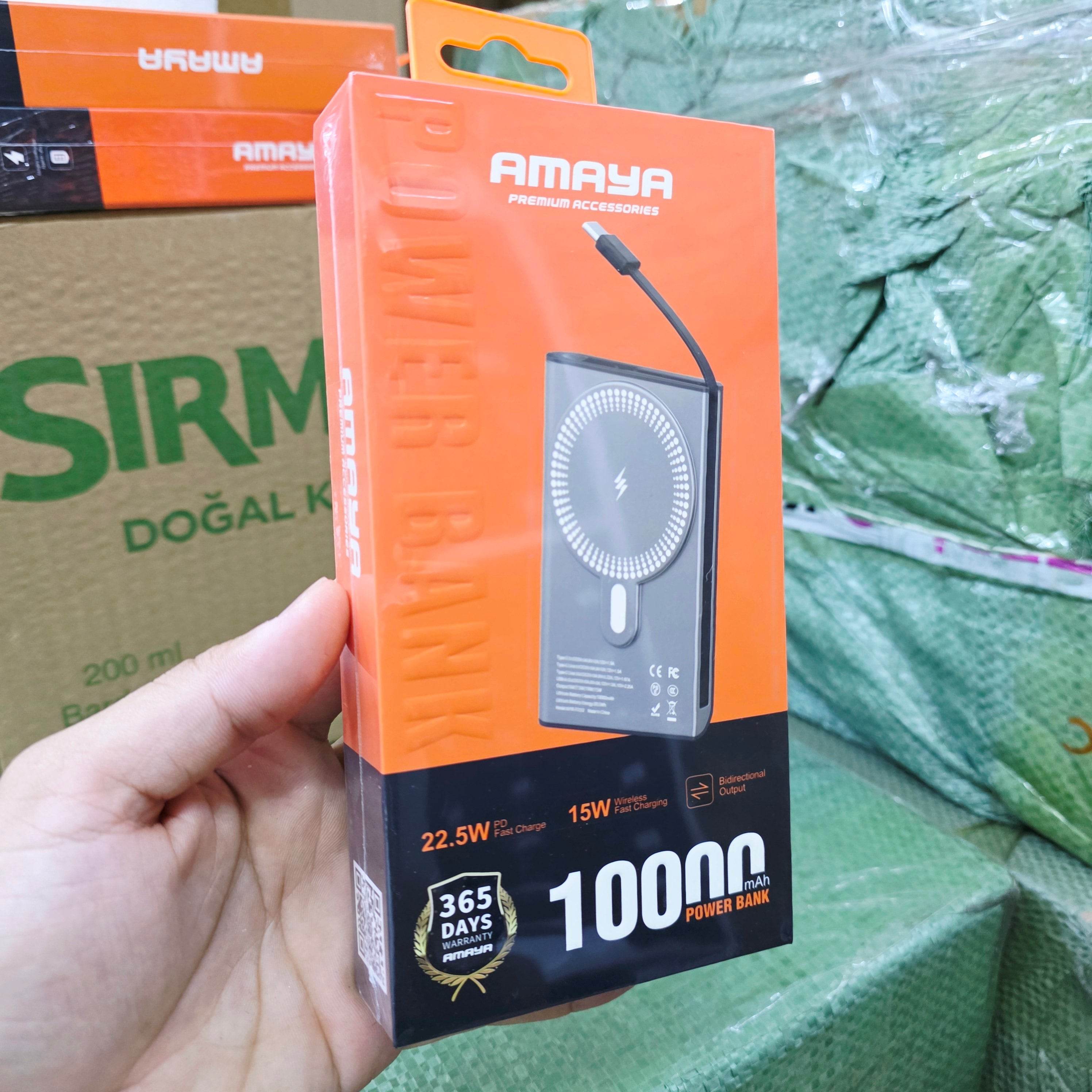 22,5W 10000 mah hızlı şarj destekli kendisinde typec kablolu magsafe 15w kablosuz şaarj destekli powerbank wfd33 - P2C - KolayMagza