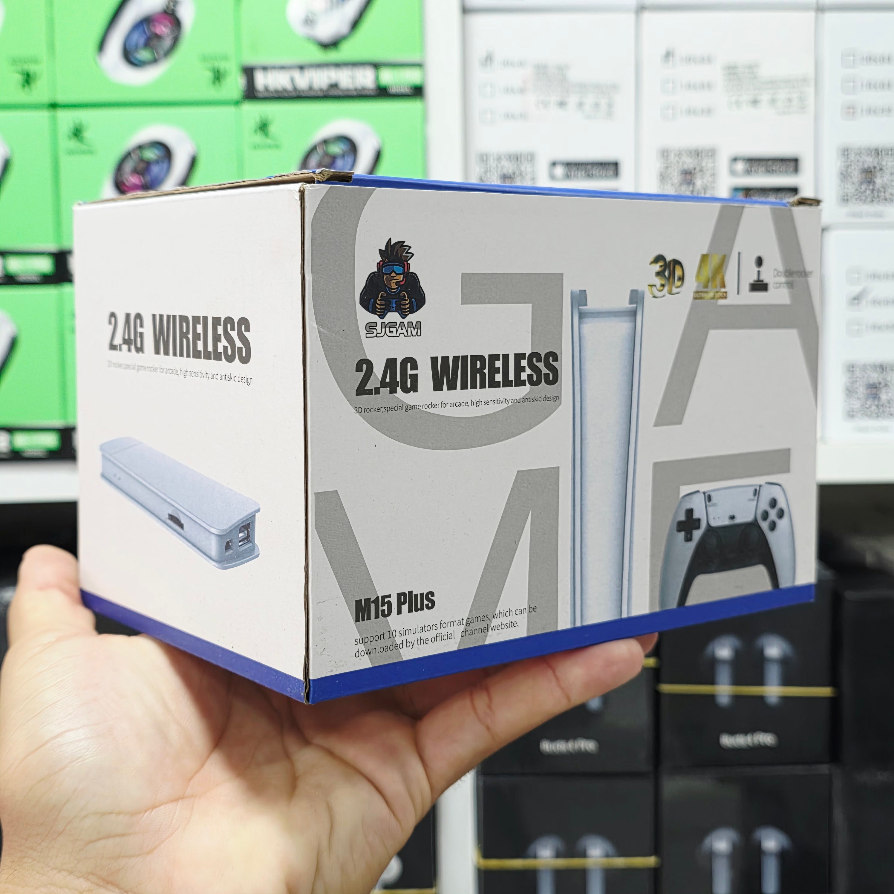 SJGAM M15 Plus 4K Ultra HD Wireless Retro Oyun Konsolu - 20.000+ Oyunlu Çift Kablosuz Kollu Game Stick Atari TÜMCELL