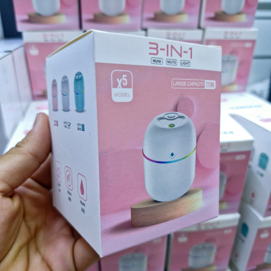 "220ml 3ü1 arada Taşınabilir Hava Nemlendirici | RGB Işıklı Buhar Makinesi & Aroma Difüzörü | Sessiz ve Etkili "