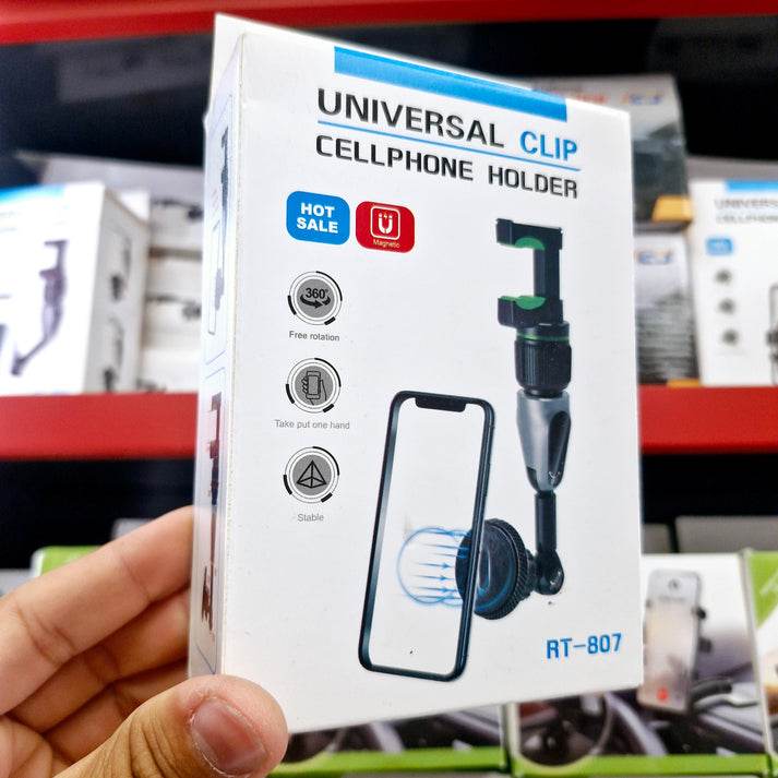 Rt-807 universal araç içi telefon tutucu | dikiz aynasına takılan, mıknatıslı, 360° ayarlanabilir klipsli sistem - R1Z - KolayMagza