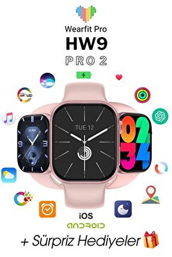 Hw9 pro2 amoled ekranlı 45mm anahtarlık hediyeli ios android uyumlu akıllı saat - A3A - KolayMagza