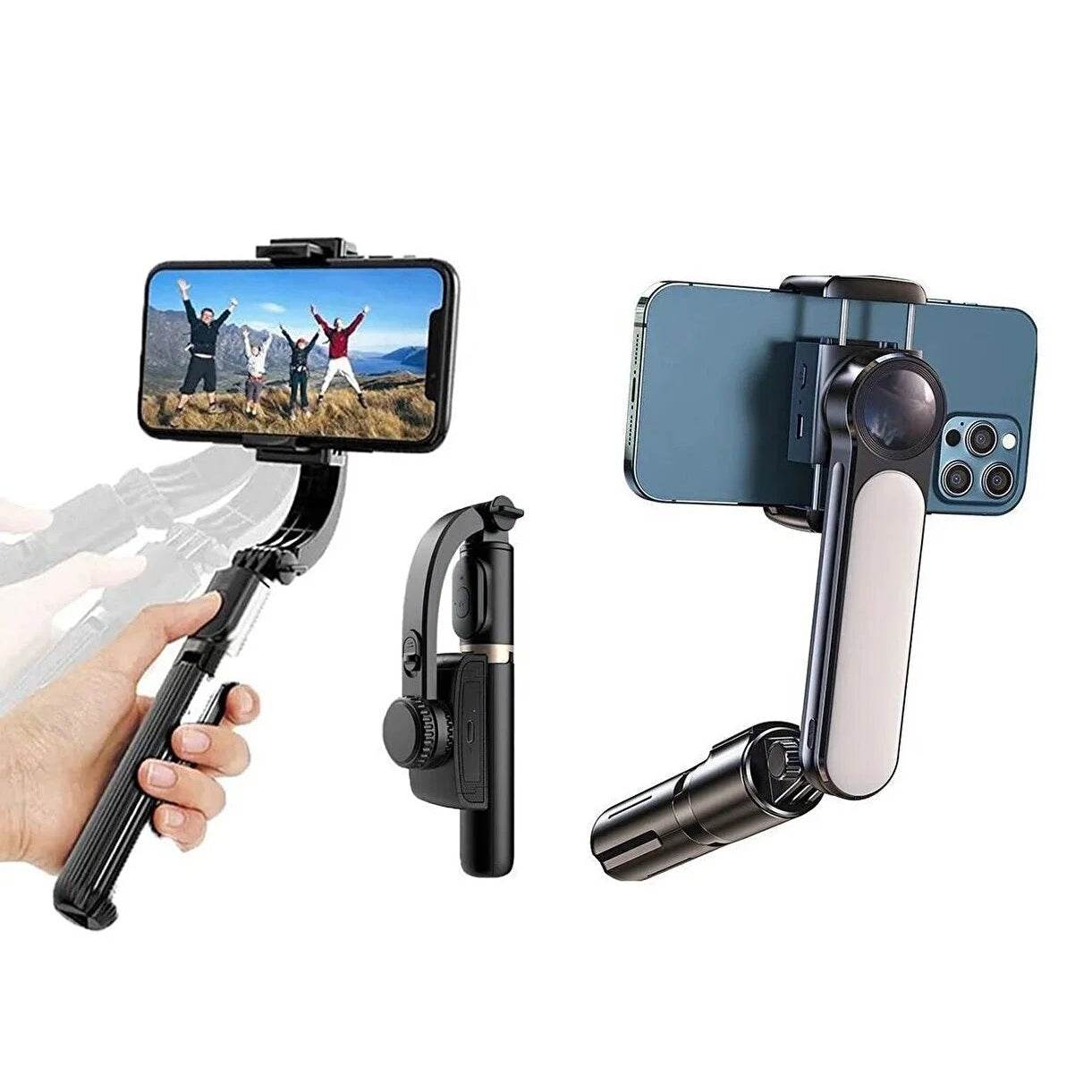 L09 mini gimbal tripod | ışıklı, sabitleyici, kumandalı, ayarlanabilir ayaklı, taşınabilir telefon tutucu - G4K - KolayMagza