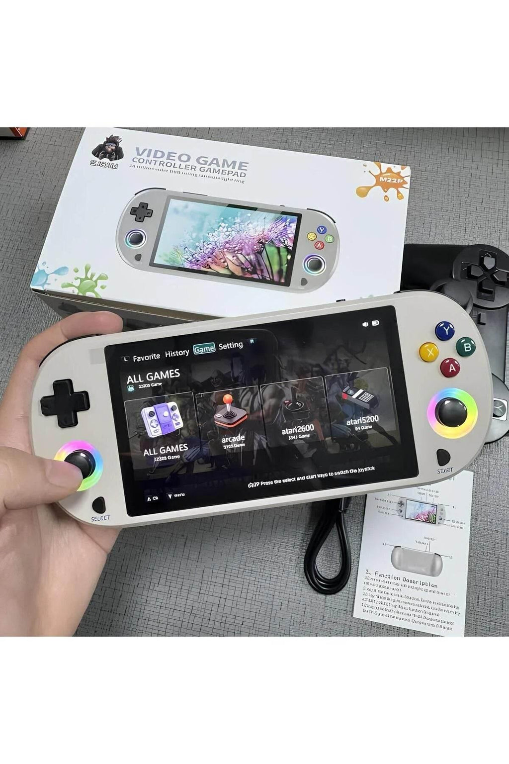 Sjgam M22 Pro Retro Oyun Konsolu 5,0 ''ıps Ekran Dahili 20000+ Oyun Emülatörleri Rgb LED Joystick - G6M - KolayMagza KM Technology