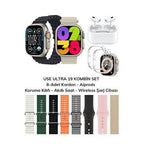 Use ultra19, 8 kordonlu ve airpods pro bluetooth kulaklıklı akıllım saat kombo - A3H - KolayMagza