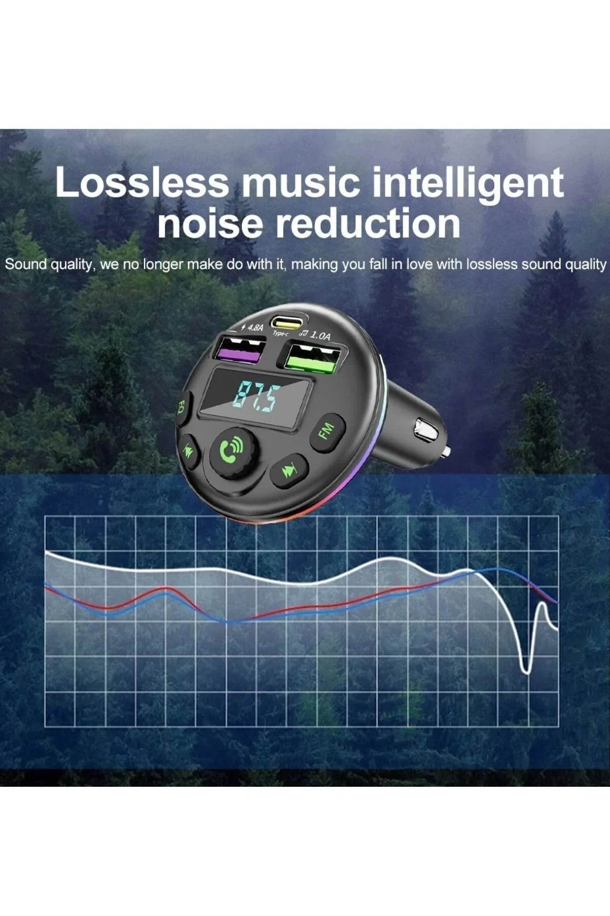 Araç içi bluetooth fm transmitter - micro typec lightning 3ü1 arada - pd 20-36w hızlı şarj, usb müzik çalar, hands-free arama g14 - G4Q - KolayMagza