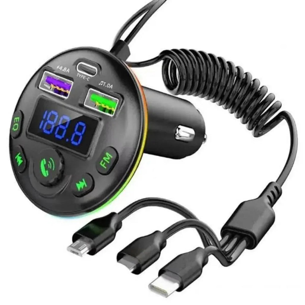 Araç içi bluetooth fm transmitter - micro typec lightning 3ü1 arada - pd 20-36w hızlı şarj, usb müzik çalar, hands-free arama g14 - G4Q - KolayMagza KM Technology