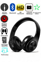 P68 kafa üstü hafıza kartı aux destekli ayarlanabilir katlanabilir mikrofonlu bluetooth kulaklık - U1C - KolayMagza