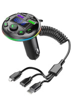 Araç içi bluetooth fm transmitter - micro typec lightning 3ü1 arada - pd 20-36w hızlı şarj, usb müzik çalar, hands-free arama g14 - G4Q - KolayMagza KM Technology