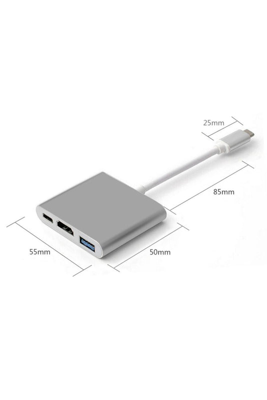 كابل محول 3 في 1 من TYPE-C إلى HDMI بدقة 4K – محول من Type-C إلى HDMI وUSB