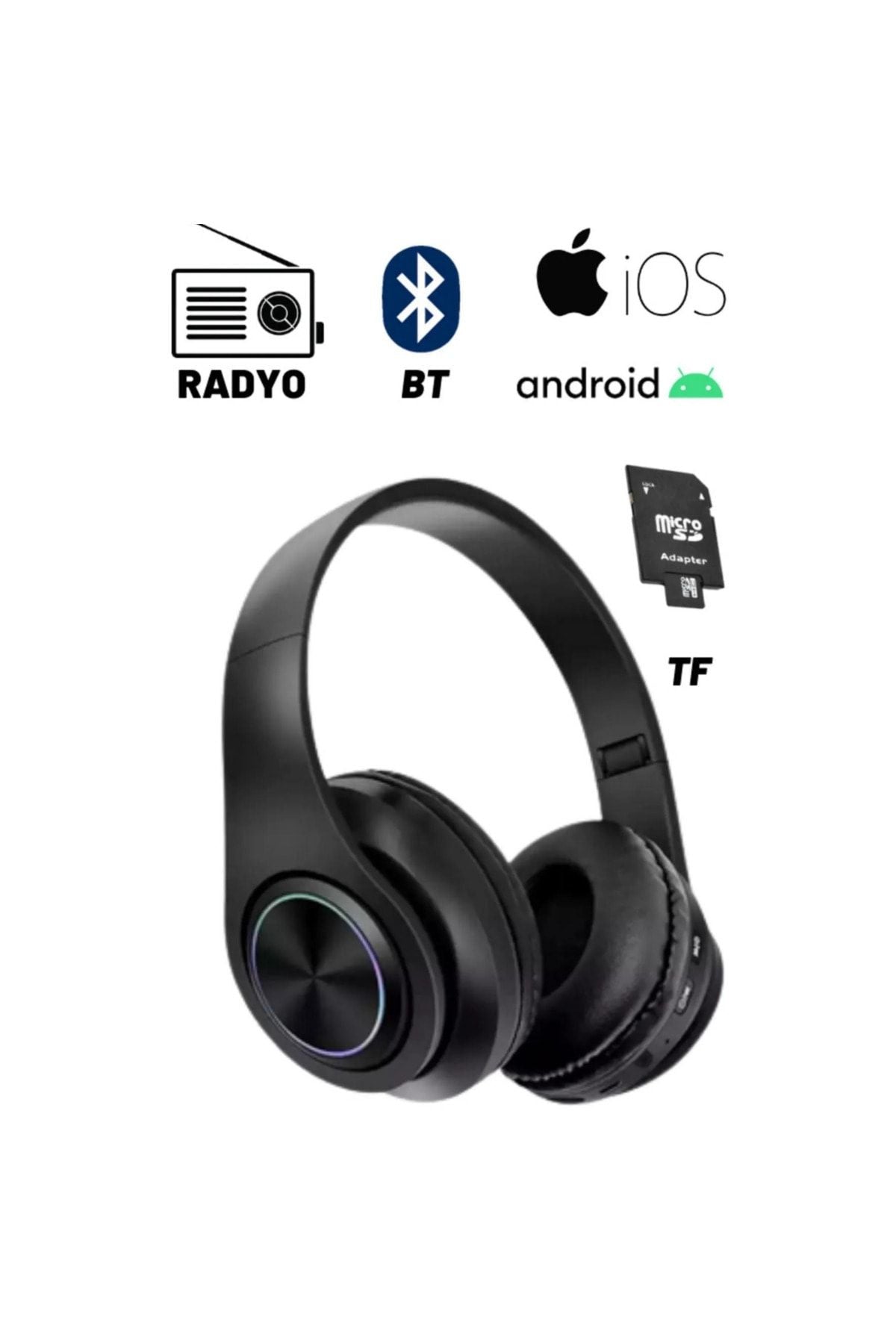 P39 hafıza kartı aux destekli 5.0v bluetooth kafa üstü kulaklık