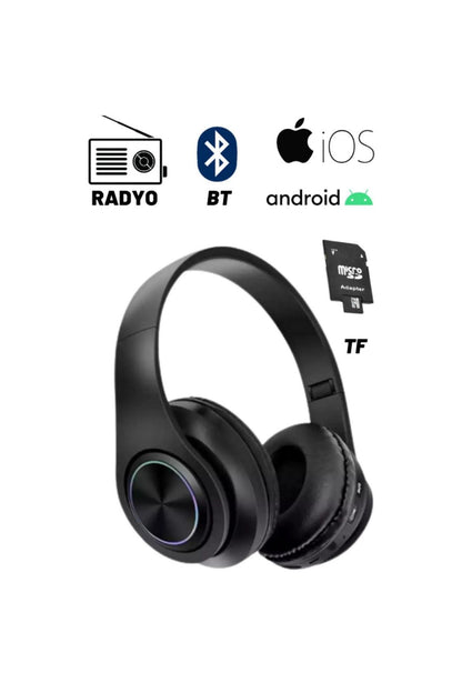 P39 hafıza kartı aux destekli 5.0v bluetooth kafa üstü kulaklık