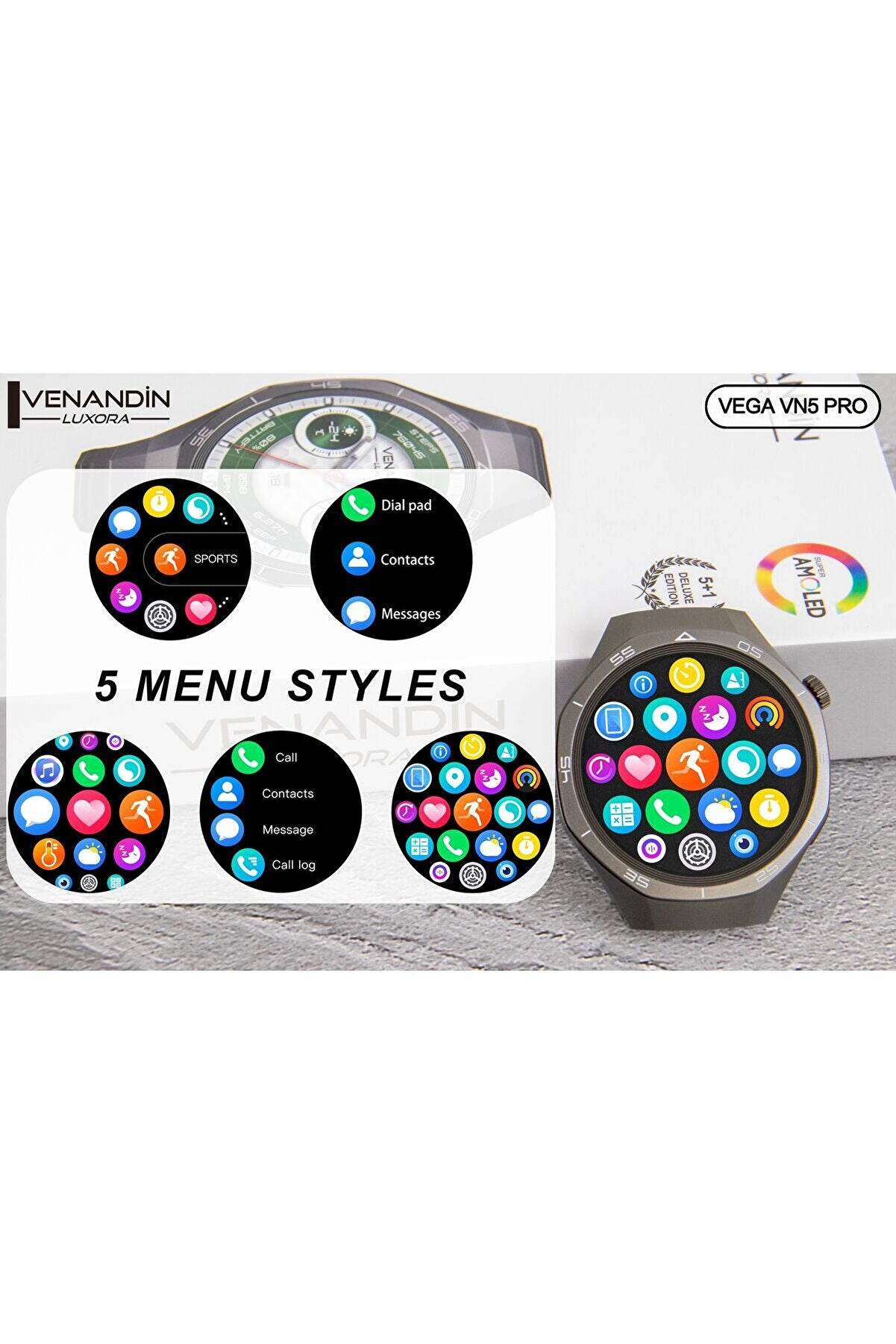 Venandin vega vn5 pro – 1,60 inç büyük ekranlı, çift kordon hediyeli akıllı saat - A2L - KolayMagza